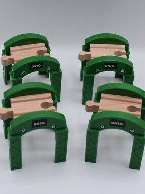 Brio Wooden Railway Green Stacking Track Support Risers Lot x 4 #33253